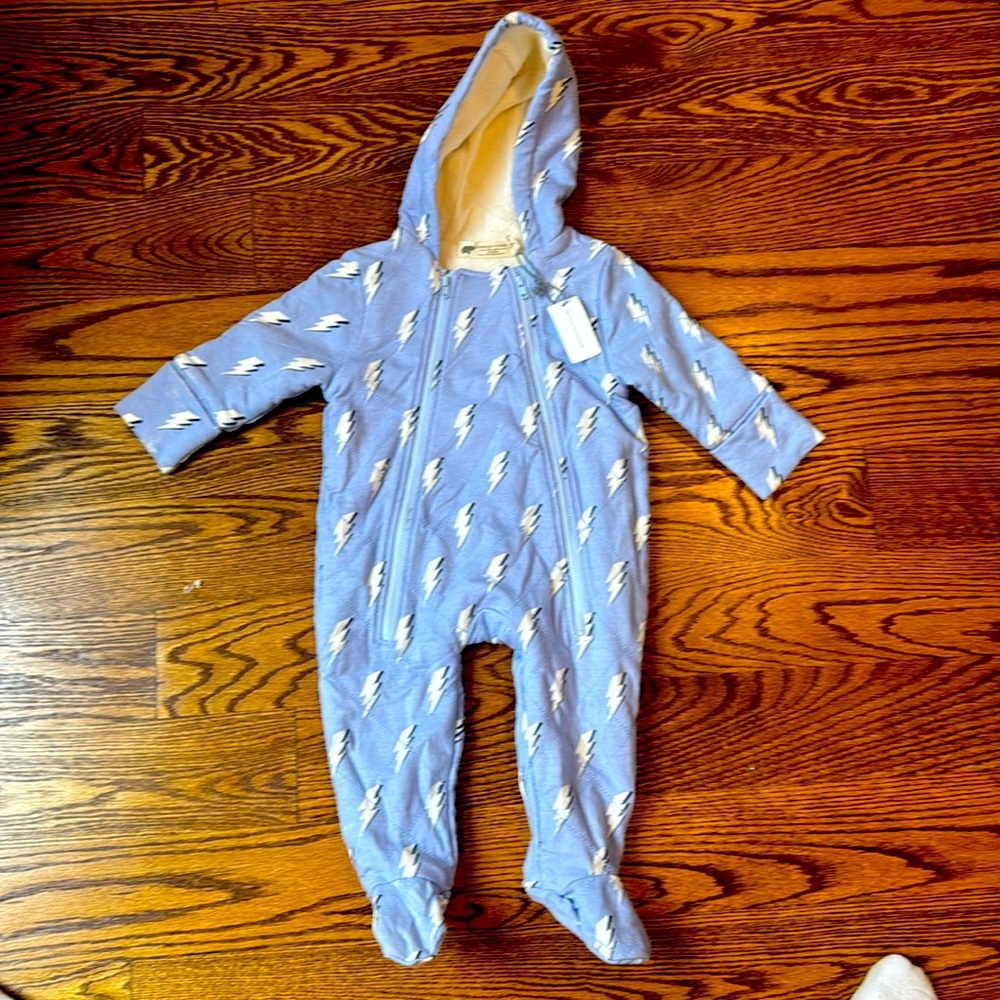 NWT - Blue and White Organic Baby Bunting 0-12 mos